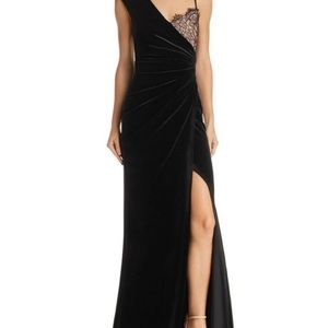 BCBGMAXAZRIA Women's Sleeveless Lace Inset Gown